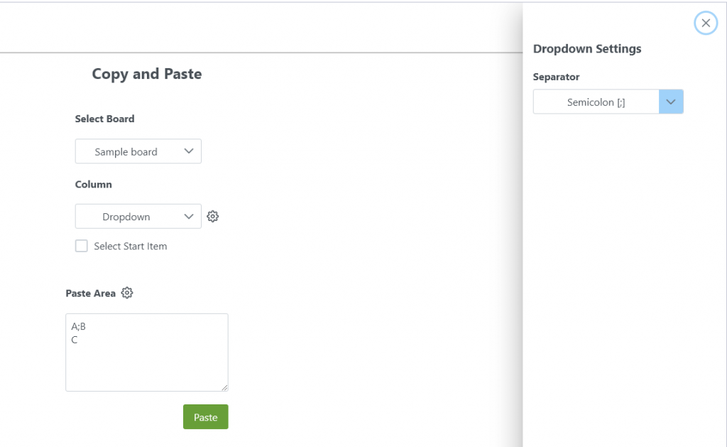 Dropdown Settings screenshot