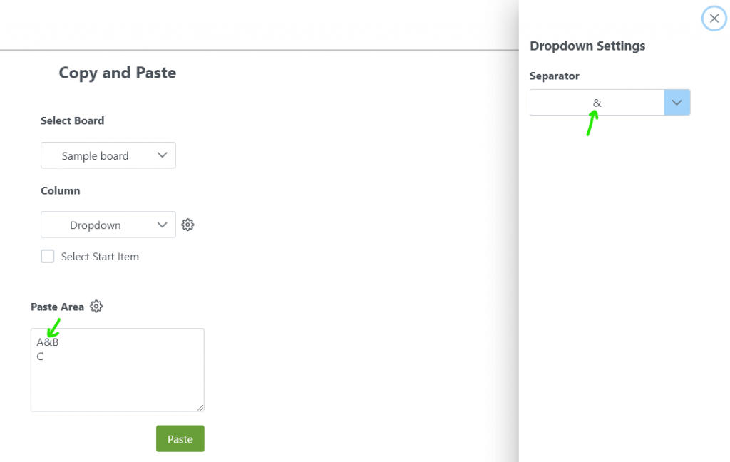 Dropdown Settings screenshot